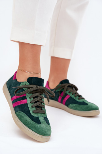 Zazoo N1068 iš zomšos Žemas Sneakers modelio batai Moteriškas chaki spalvos