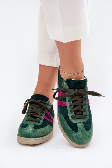 Zazoo N1068 iš zomšos Žemas Sneakers modelio batai Moteriškas chaki spalvos 2