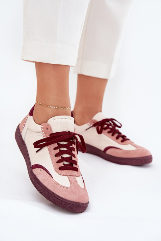 Oda Sneakers modelio batai Moteriškas Zazoo N1202 rožinės spalvos Oda Sneakers modelio batai Moteriškas Zazoo N1202 rožinės spalvos