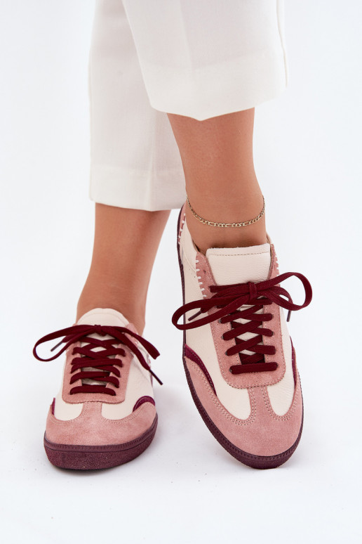 Oda Sneakers modelio batai Moteriškas Zazoo N1202 rožinės spalvos Oda Sneakers modelio batai Moteriškas Zazoo N1202 rožinės spalvos