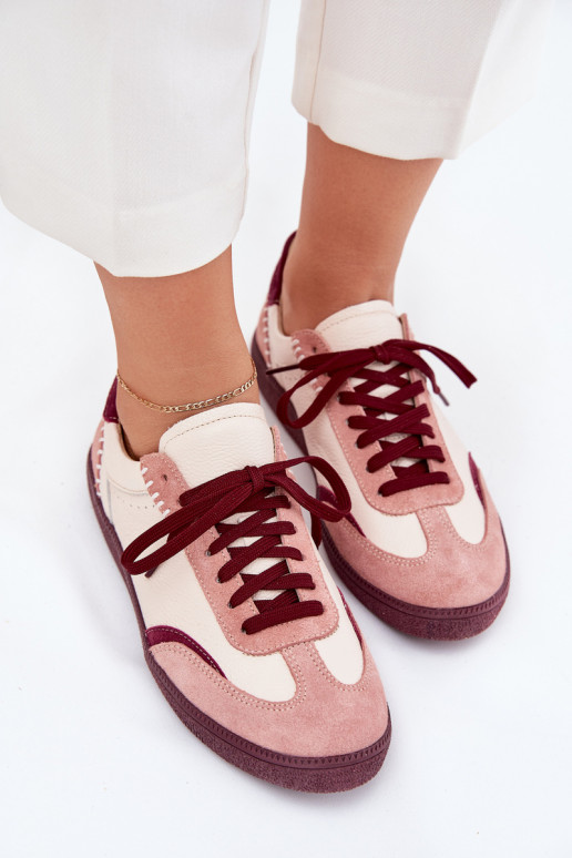 Oda Sneakers modelio batai Moteriškas Zazoo N1202 rožinės spalvos Oda Sneakers modelio batai Moteriškas Zazoo N1202 rožinės spalvos