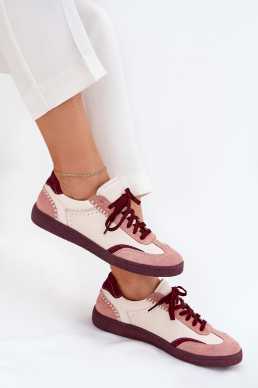 Oda Sneakers modelio batai Moteriškas Zazoo N1202 rožinės spalvos Oda Sneakers modelio batai Moteriškas Zazoo N1202 rožinės spalvos