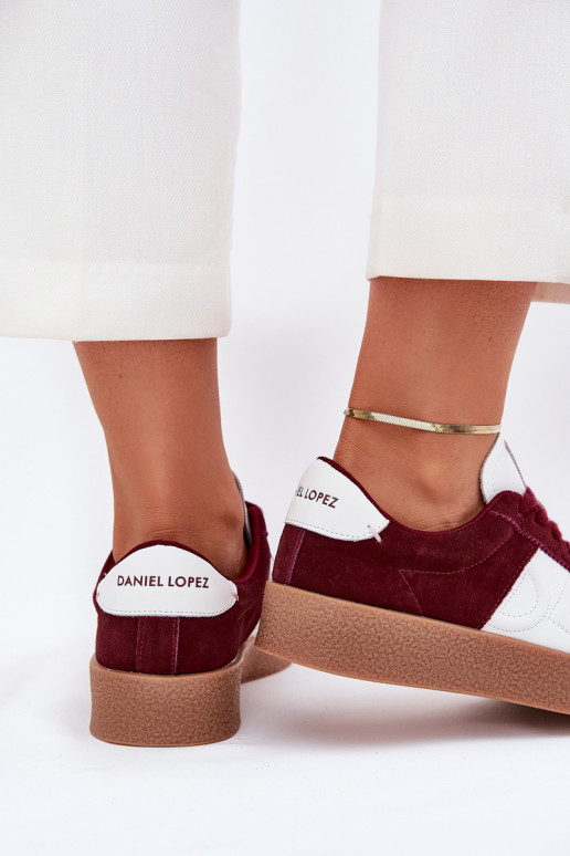 iš zomšos Sneakers modelio batai Moteriškas Daniel Lopez Just Dare SS2D4023 bordo spalvos iš zomšos Sneakers modelio batai Moteriškas Daniel Lopez Just Dare SS2D4023 bordo spalvos