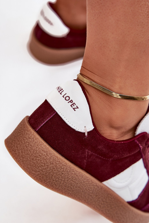 iš zomšos Sneakers modelio batai Moteriškas Daniel Lopez Just Dare SS2D4023 bordo spalvos iš zomšos Sneakers modelio batai Moteriškas Daniel Lopez Just Dare SS2D4023 bordo spalvos