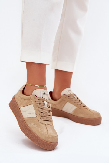 iš zomšos Sneakers modelio batai Moteriškas Daniel Lopez Just Dare SS2D4022 smėlio spalvos