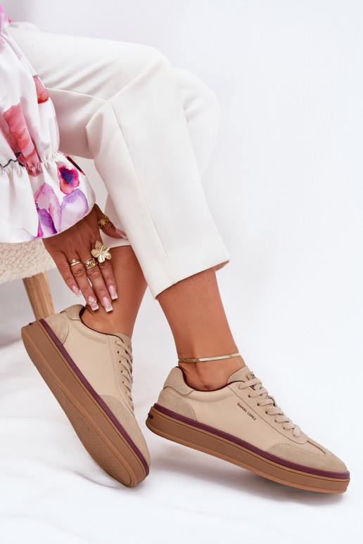 Oda Moteriškas Sneakers modelio batai Daniel Lopez Just Dare SS2D4007 smėlio spalvos