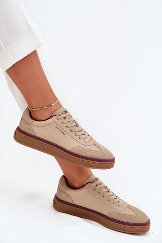 Oda Moteriškas Sneakers modelio batai Daniel Lopez Just Dare SS2D4007 smėlio spalvos