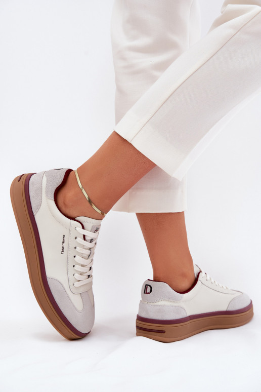 Oda Moteriškas Sneakers modelio batai Daniel Lopez Just Dare SS2D4008 Baltos-pilkos spalvos Oda Moteriškas Sneakers modelio batai Daniel Lopez Just Dare SS2D4008 Baltos-pilkos spalvos