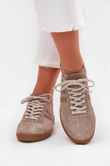 Zazoo N1068 iš zomšos Žemas Sneakers modelio batai Moteriškas smėlio spalvos 2
