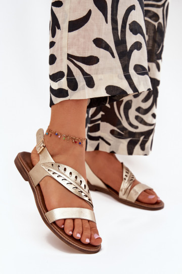 Moteriškos basutėssuĮjungtaturalnej Skóry su plačiais kulniukais Zazoo 3564 aukso spalvos 2