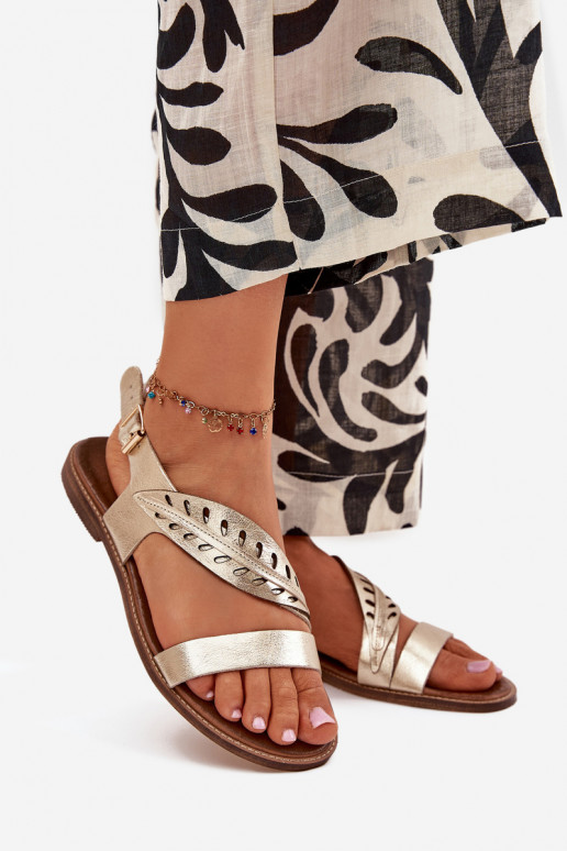 Moteriškos basutėssuĮjungtaturalnej Skóry su plačiais kulniukais Zazoo 3564 aukso spalvos Moteriškos basutėssuĮjungtaturalnej Skóry su plačiais kulniukais Zazoo 3564 aukso spalvos