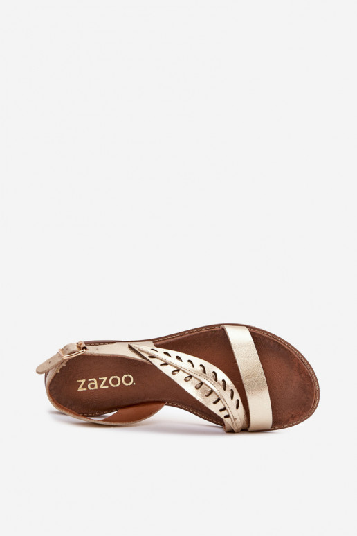 Moteriškos basutėssuĮjungtaturalnej Skóry su plačiais kulniukais Zazoo 3564 aukso spalvos Moteriškos basutėssuĮjungtaturalnej Skóry su plačiais kulniukais Zazoo 3564 aukso spalvos