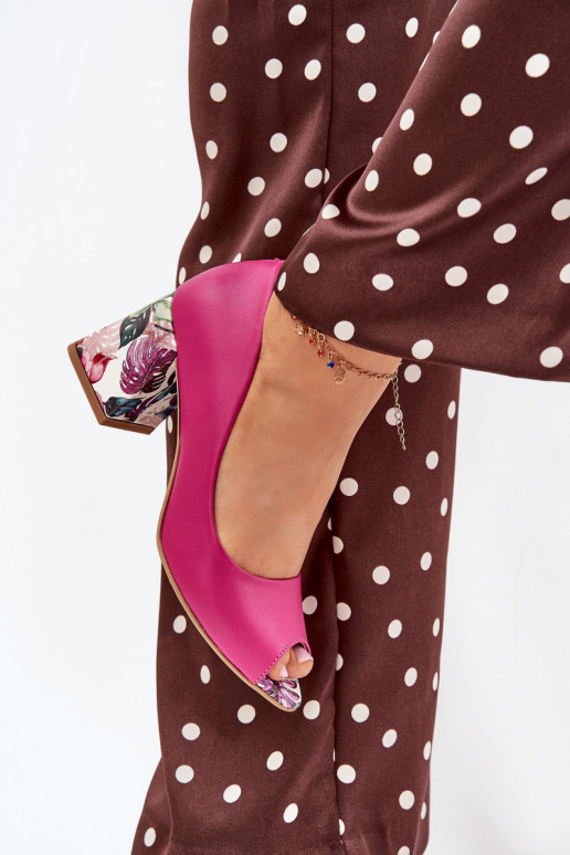 Oda Bateliai su dekoruotais kulnais LeĮskis Shoes 2608/K rožinės spalvos