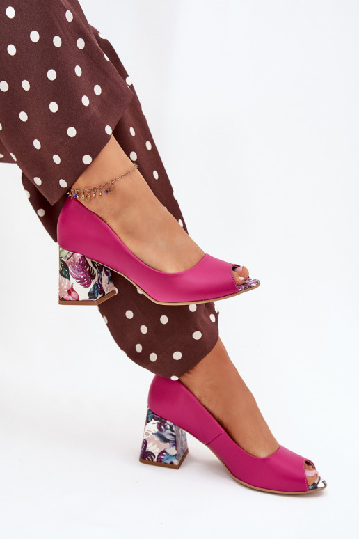 Oda Bateliai su dekoruotais kulnais LeĮskis Shoes 2608/K rožinės spalvos