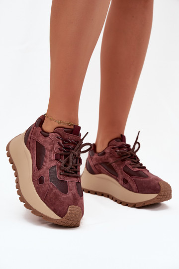Oda Sneakers modelio batai su platforma Moteriškas Big Star SS274625 HI-POLY SYSTEM bordo spalvos 2