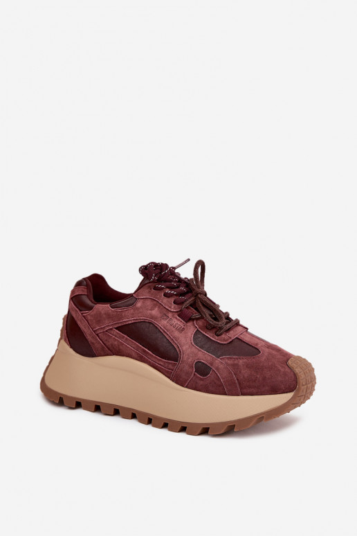 Oda Sneakers modelio batai su platforma Moteriškas Big Star SS274625 HI-POLY SYSTEM bordo spalvos Oda Sneakers modelio batai su platforma Moteriškas Big Star SS274625 HI-POLY SYSTEM bordo spalvos