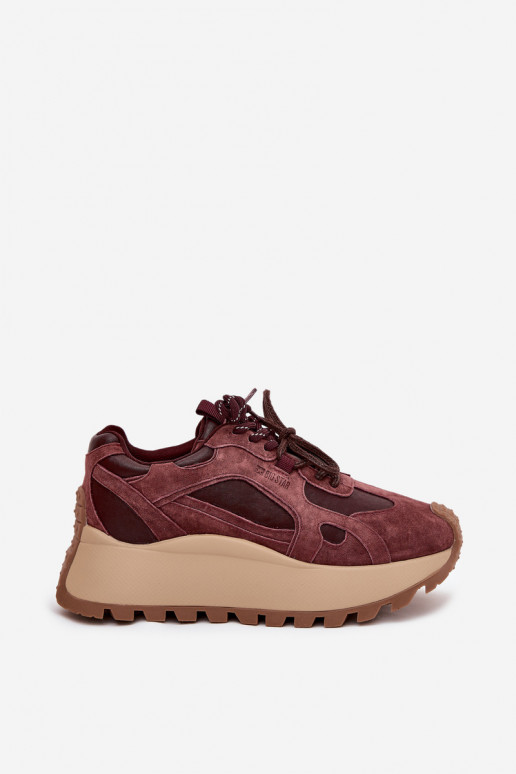 Oda Sneakers modelio batai su platforma Moteriškas Big Star SS274625 HI-POLY SYSTEM bordo spalvos Oda Sneakers modelio batai su platforma Moteriškas Big Star SS274625 HI-POLY SYSTEM bordo spalvos