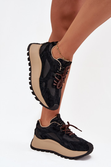 Oda Sneakers modelio batai su platforma Moteriškas Big Star SS274628 HI-POLY SYSTEM juodos spalvos