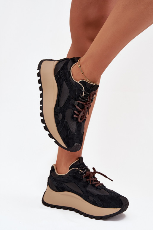 Oda Sneakers modelio batai su platforma Moteriškas Big Star SS274628 HI-POLY SYSTEM juodos spalvos