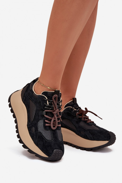 Oda Sneakers modelio batai su platforma Moteriškas Big Star SS274628 HI-POLY SYSTEM juodos spalvos