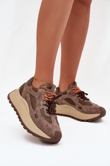 Oda Sneakers modelio batai su platforma Moteriškas Big Star SS274627 HI-POLY SYSTEM smėlio spalvos 2