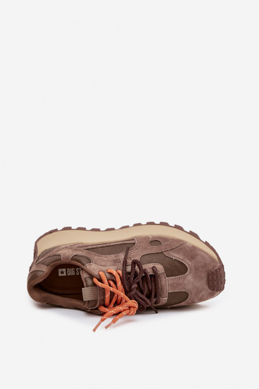 Oda Sneakers modelio batai su platforma Moteriškas Big Star SS274627 HI-POLY SYSTEM smėlio spalvos