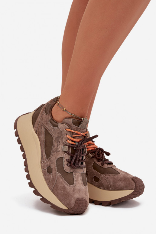 Oda Sneakers modelio batai su platforma Moteriškas Big Star SS274627 HI-POLY SYSTEM smėlio spalvos