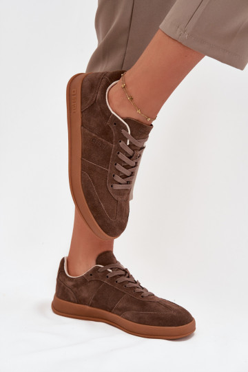 iš zomšos Sneakers modelio batai Moteriškas Big Star SS274676 HI-POLY SYSTEM rudos spalvos