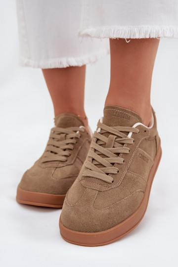 iš zomšos Sneakers modelio batai Moteriškas Big Star SS274675 HI-POLY SYSTEM smėlio spalvos
