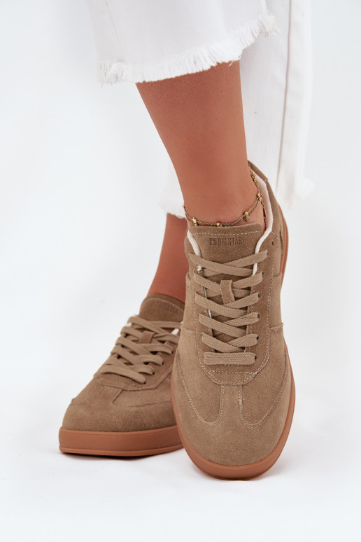 iš zomšos Sneakers modelio batai Moteriškas Big Star SS274675 HI-POLY SYSTEM smėlio spalvos