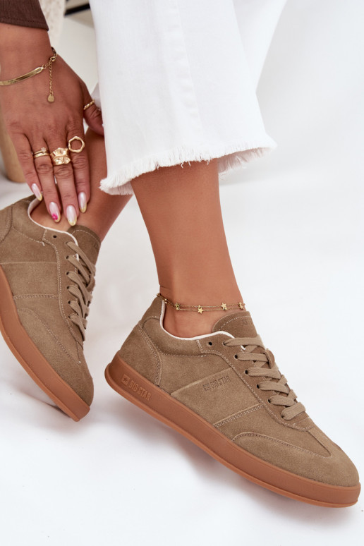 iš zomšos Sneakers modelio batai Moteriškas Big Star SS274675 HI-POLY SYSTEM smėlio spalvos