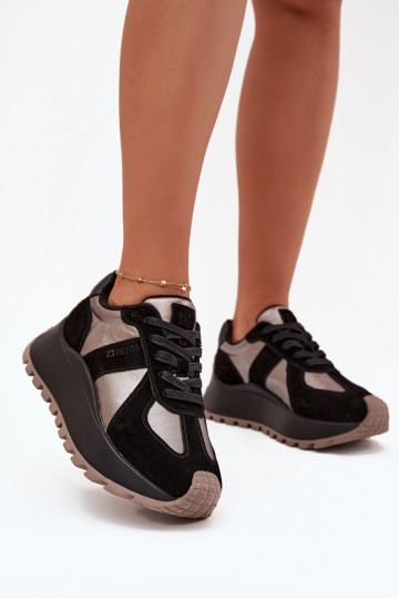 iš zomšos Sneakers modelio batai Moteriškas pašiltinti su platforma Big Star OO274A217 HI-POLY SYSTEM juodos spalvos 2