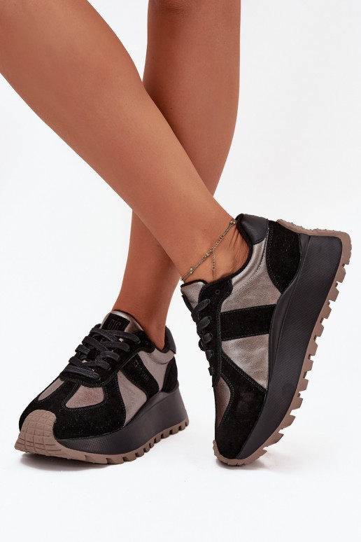 iš zomšos Sneakers modelio batai Moteriškas pašiltinti su platforma Big Star OO274A217 HI-POLY SYSTEM juodos spalvos iš zomšos Sneakers modelio batai Moteriškas pašiltinti su platforma Big Star OO274A217 HI-POLY SYSTEM juodos spalvos