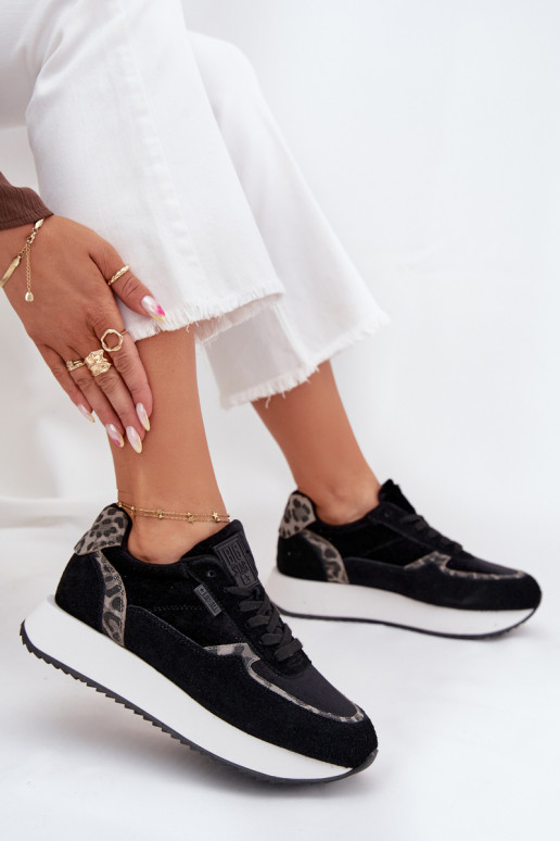 iš zomšos Sneakers modelio batai Moteriškas Big Star OO274A312 HI-POLY SYSTEM juodos spalvos su leopardo kailio raštais iš zomšos Sneakers modelio batai Moteriškas Big Star OO274A312 HI-POLY SYSTEM juodos spalvos su leopardo kailio raštais