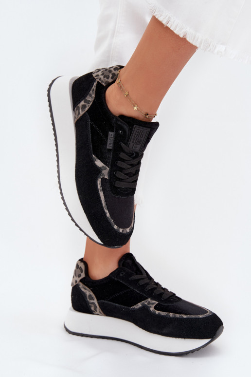 iš zomšos Sneakers modelio batai Moteriškas Big Star OO274A312 HI-POLY SYSTEM juodos spalvos su leopardo kailio raštais iš zomšos Sneakers modelio batai Moteriškas Big Star OO274A312 HI-POLY SYSTEM juodos spalvos su leopardo kailio raštais