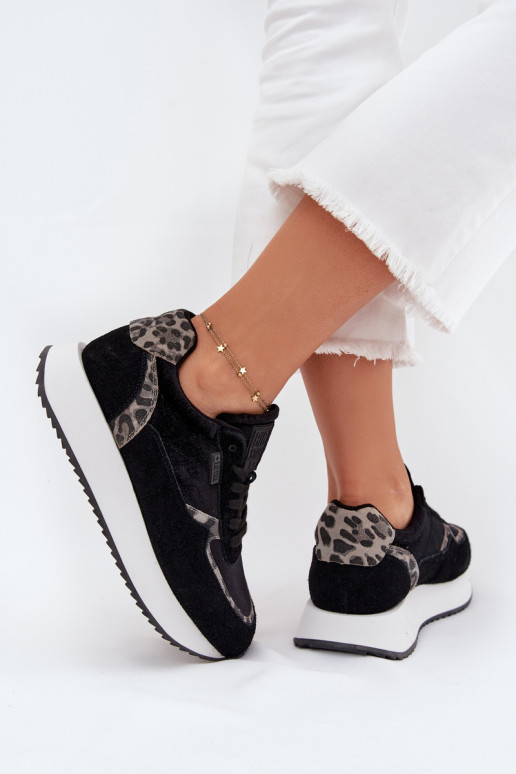 iš zomšos Sneakers modelio batai Moteriškas Big Star OO274A312 HI-POLY SYSTEM juodos spalvos su leopardo kailio raštais iš zomšos Sneakers modelio batai Moteriškas Big Star OO274A312 HI-POLY SYSTEM juodos spalvos su leopardo kailio raštais