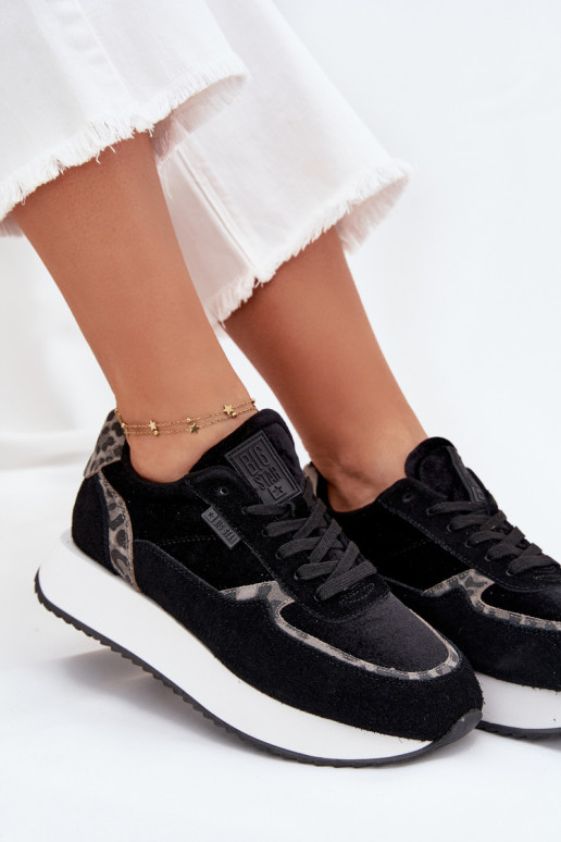 iš zomšos Sneakers modelio batai Moteriškas Big Star OO274A312 HI-POLY SYSTEM juodos spalvos su leopardo kailio raštais iš zomšos Sneakers modelio batai Moteriškas Big Star OO274A312 HI-POLY SYSTEM juodos spalvos su leopardo kailio raštais