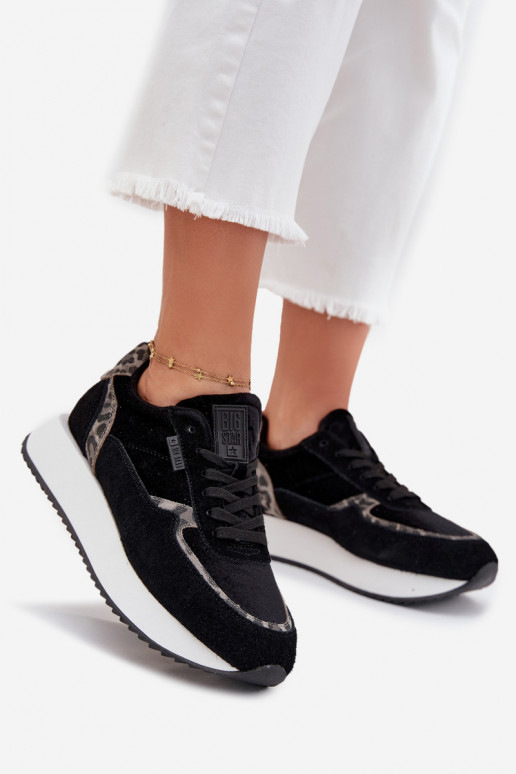 iš zomšos Sneakers modelio batai Moteriškas Big Star OO274A312 HI-POLY SYSTEM juodos spalvos su leopardo kailio raštais iš zomšos Sneakers modelio batai Moteriškas Big Star OO274A312 HI-POLY SYSTEM juodos spalvos su leopardo kailio raštais