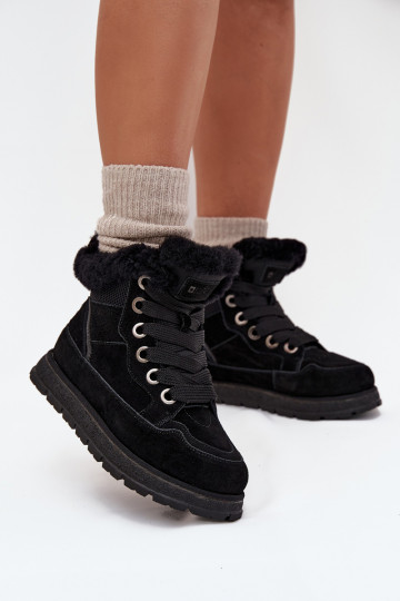 iš zomšos sniego batai batai Moteriškas su platforma su kailiuku Big Star SS274369 juodos spalvos 2