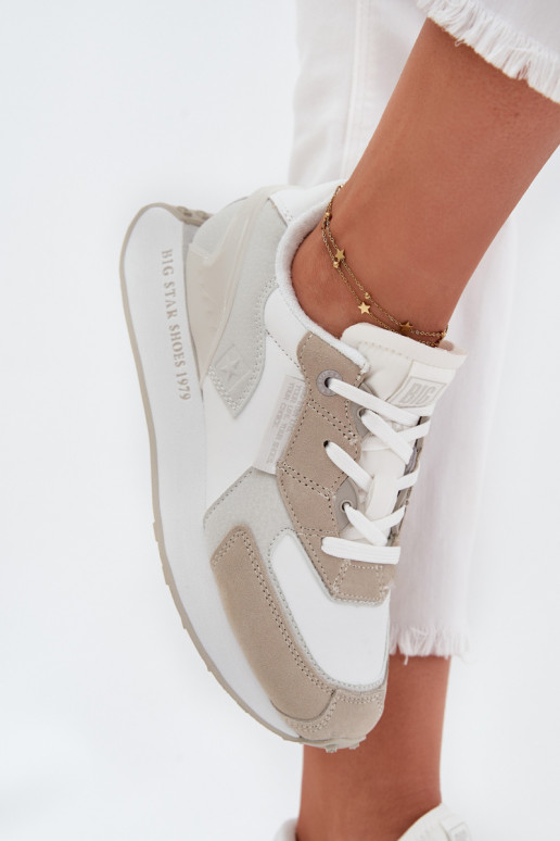 Oda Sneakers modelio batai Moteriškas Big Star OO274563 Hi-Poly System baltos spalvos Oda Sneakers modelio batai Moteriškas Big Star OO274563 Hi-Poly System baltos spalvos