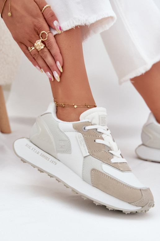 Oda Sneakers modelio batai Moteriškas Big Star OO274563 Hi-Poly System baltos spalvos Oda Sneakers modelio batai Moteriškas Big Star OO274563 Hi-Poly System baltos spalvos