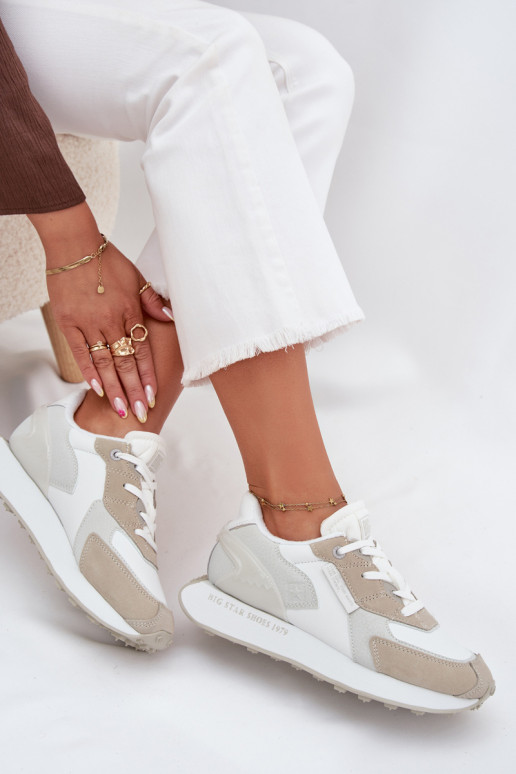 Oda Sneakers modelio batai Moteriškas Big Star OO274563 Hi-Poly System baltos spalvos Oda Sneakers modelio batai Moteriškas Big Star OO274563 Hi-Poly System baltos spalvos