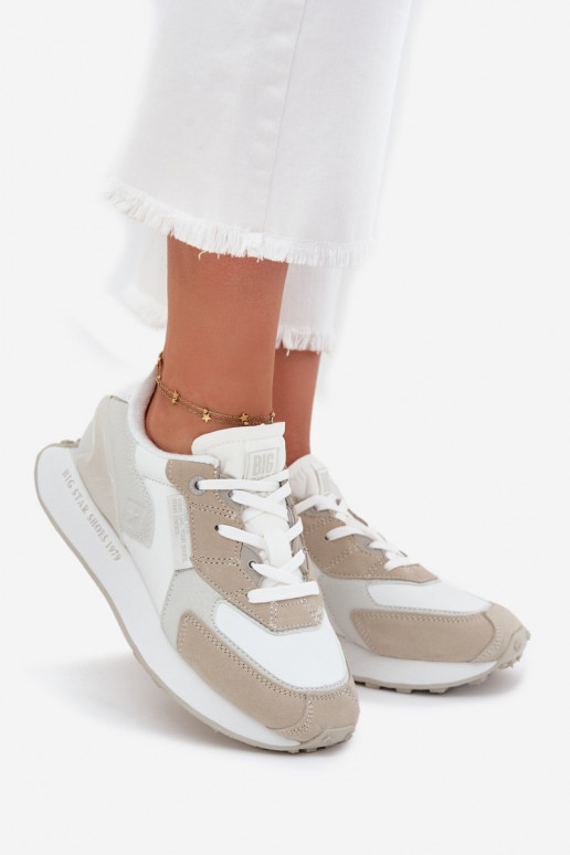 Oda Sneakers modelio batai Moteriškas Big Star OO274563 Hi-Poly System baltos spalvos Oda Sneakers modelio batai Moteriškas Big Star OO274563 Hi-Poly System baltos spalvos