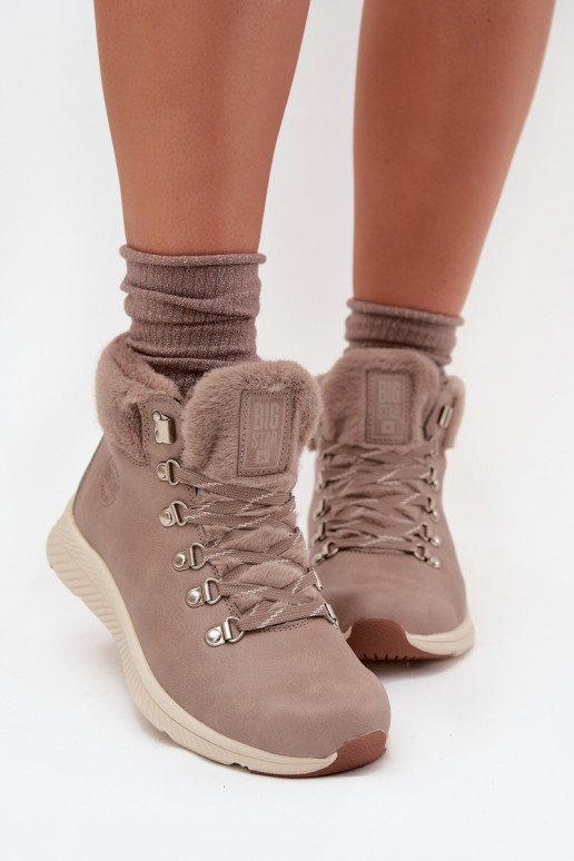batai Moteriškas su kailiuku Big Star MM274487 pilkos spalvos
