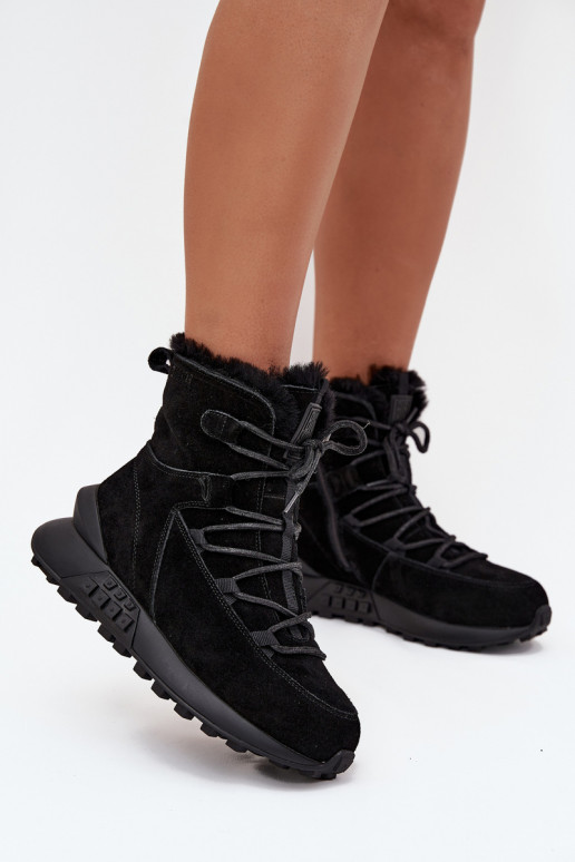 iš zomšos sniego batai Moteriškas su kailiuku Big Star SS274319 juodos spalvos