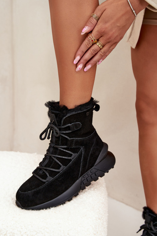 iš zomšos sniego batai Moteriškas su kailiuku Big Star SS274319 juodos spalvos