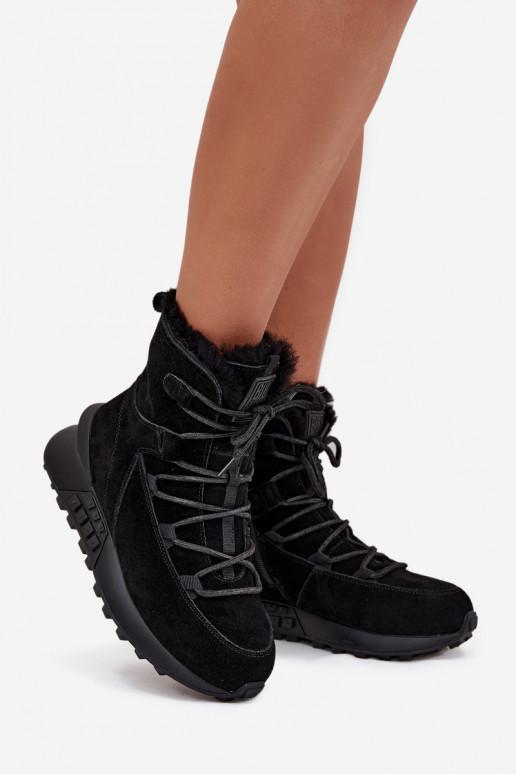 iš zomšos sniego batai Moteriškas su kailiuku Big Star SS274319 juodos spalvos