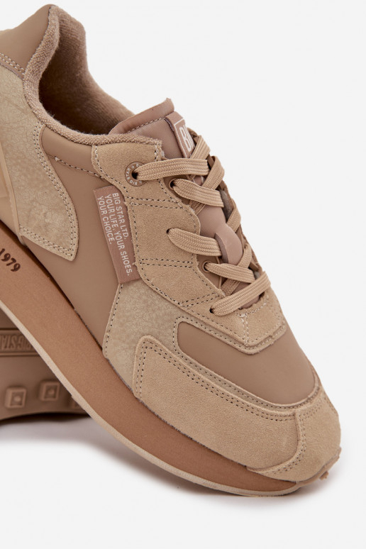 Oda Sneakers modelio batai Vyriški Big Star OO174298 Hi-Poly System smėlio spalvos