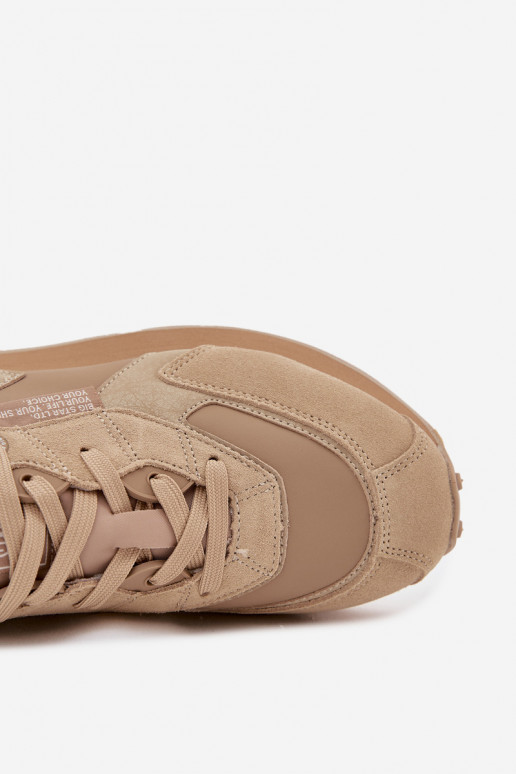 Oda Sneakers modelio batai Vyriški Big Star OO174298 Hi-Poly System smėlio spalvos