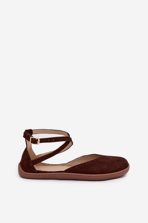 Zomšinės balerinos Moteriškas Barefoot su juostelėmis Zazoo 191 CzekoladoĮe Zomšinės balerinos Moteriškas Barefoot su juostelėmis Zazoo 191 CzekoladoĮe